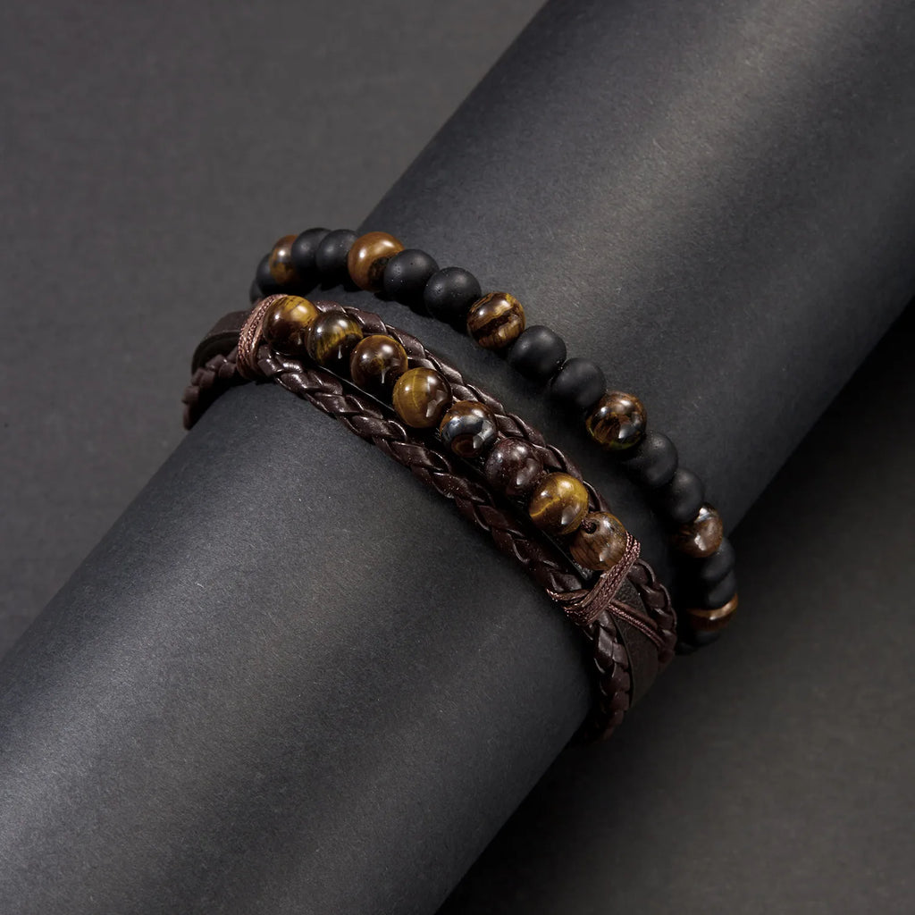 L'Arsenal | Bracelet Multi-rangs en Pierres et Matière Végane