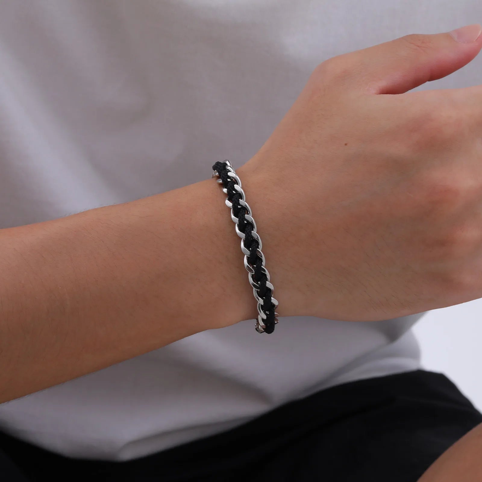 La Symbiose | Bracelet en Acier et Nylon Tressé