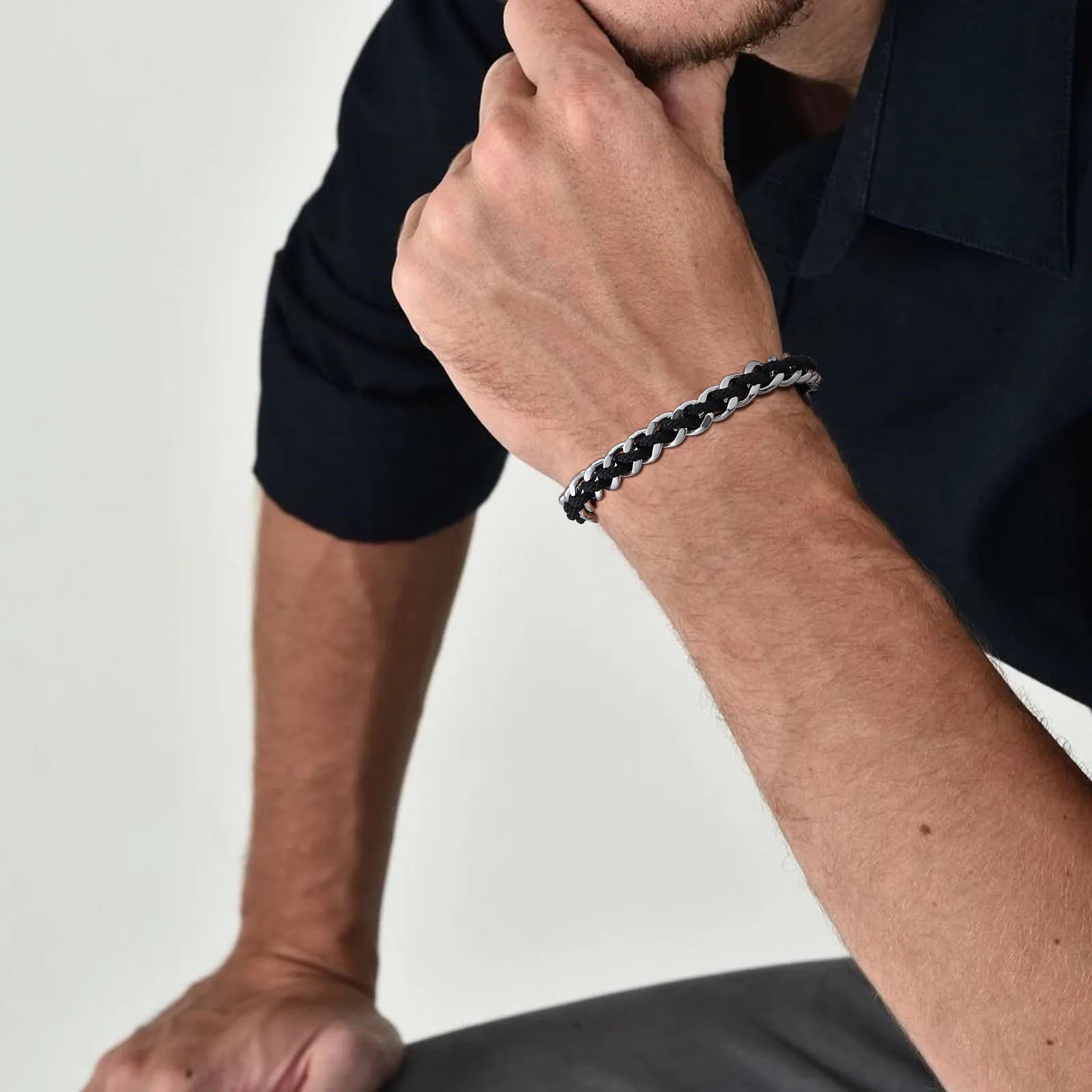 La Symbiose | Bracelet en Acier et Nylon Tressé
