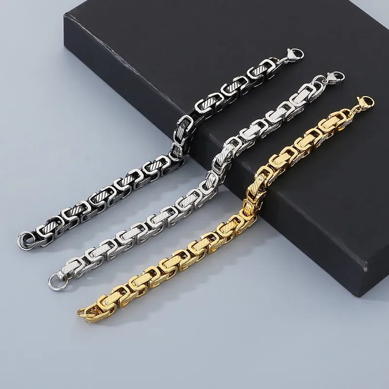 La Mécanique | Bracelet Chaîne Byzantine en Acier Ombré