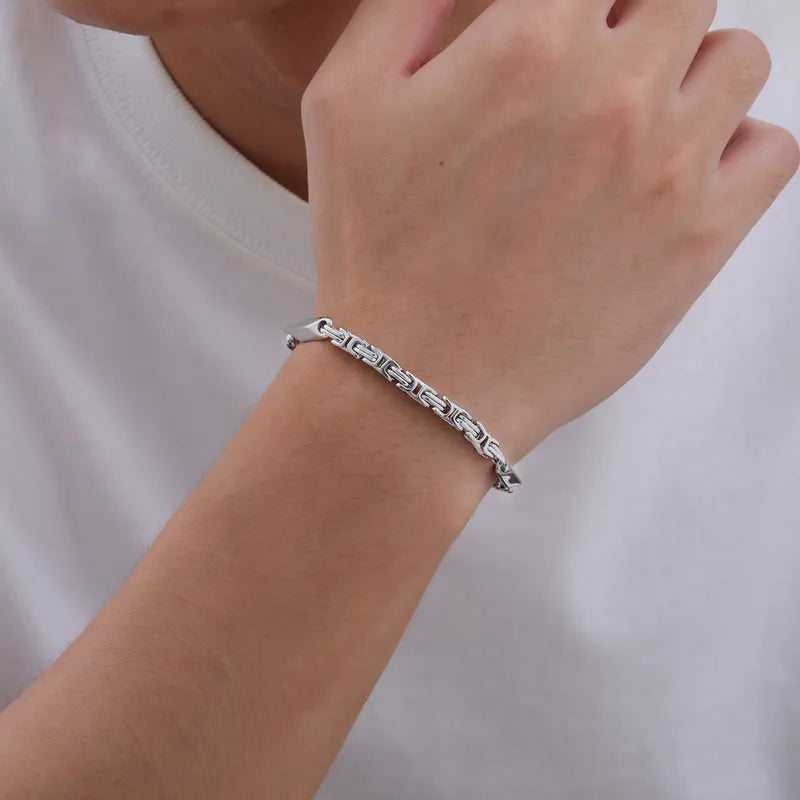 L'Entrelacs | Bracelet Chaîne Byzantine en Acier