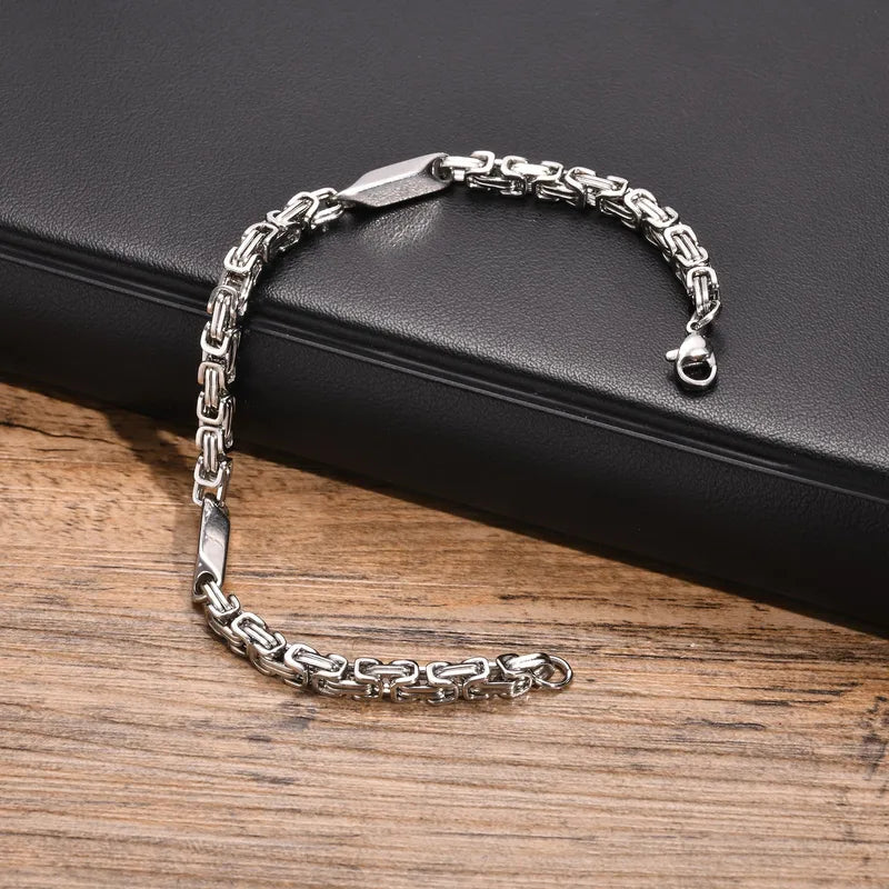 L'Entrelacs | Bracelet Chaîne Byzantine en Acier