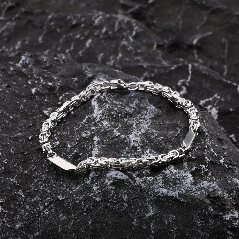 L'Entrelacs | Bracelet Chaîne Byzantine en Acier