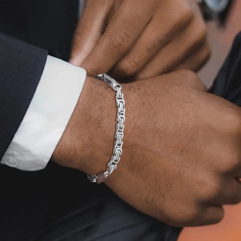 L'Entrelacs | Bracelet Chaîne Byzantine en Acier