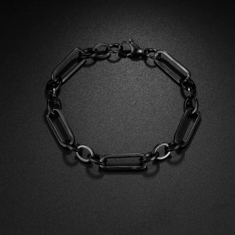 Le Stratagème | Bracelet Chaîne Figaro en Acier Noir
