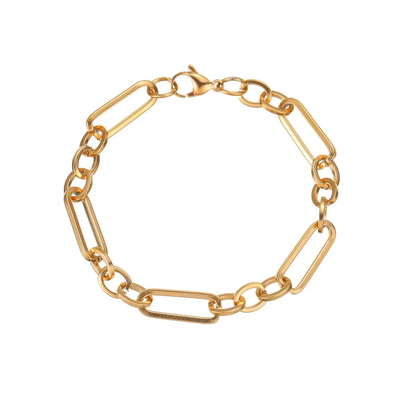 Le Nexus | Bracelet Chaîne Maillons Larges en Acier Doré