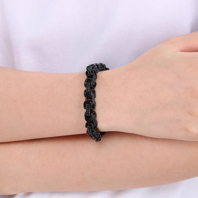 La Phalange | Bracelet Byzantin en Acier Noir