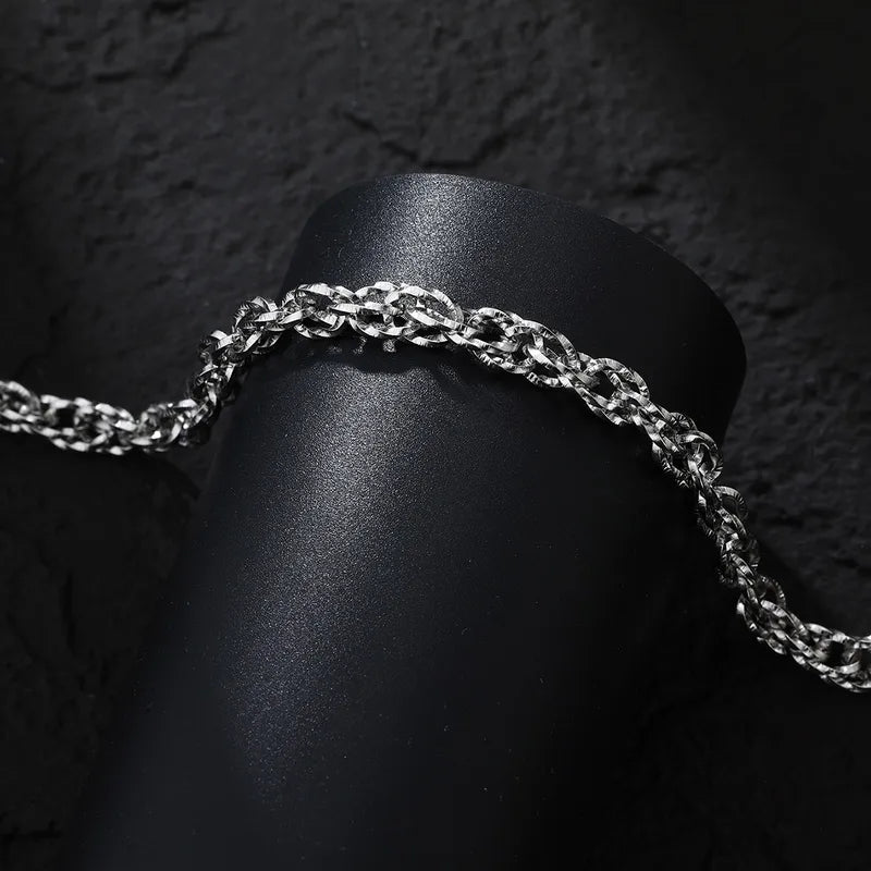 L'Armure | Bracelet Chaîne à Maillons Texturés en Acier