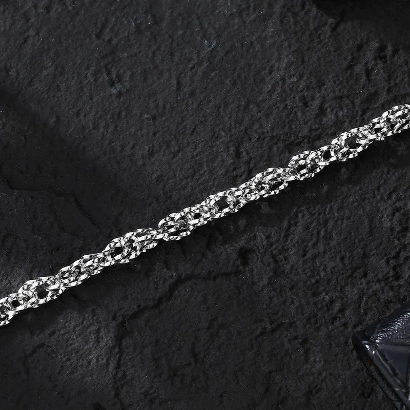 L'Armure | Bracelet Chaîne à Maillons Texturés en Acier