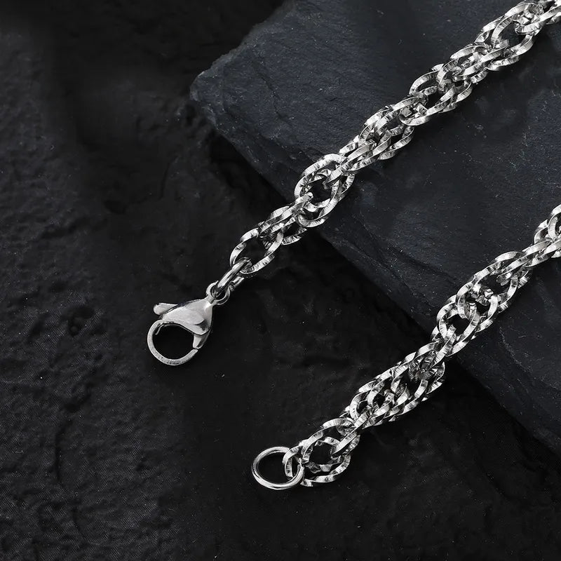 L'Armure | Bracelet Chaîne à Maillons Texturés en Acier