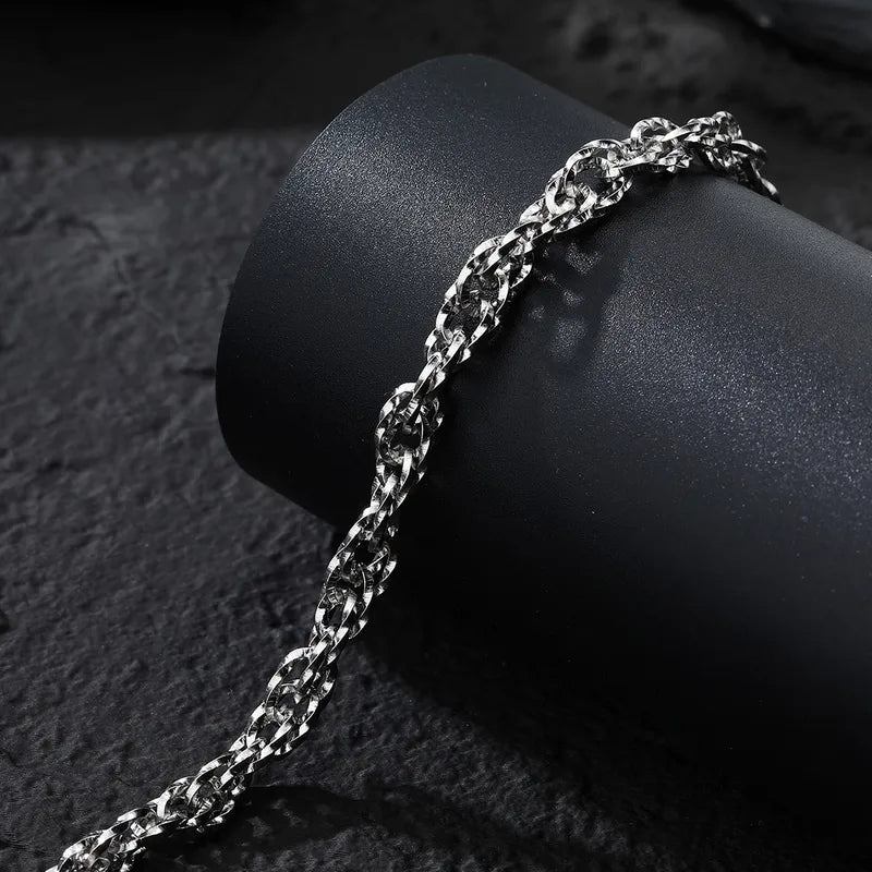 L'Armure | Bracelet Chaîne à Maillons Texturés en Acier