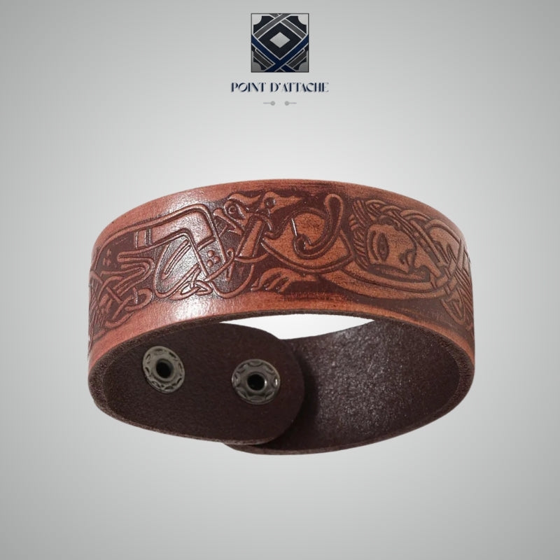 La Pierre Levée | Manchette Viking Gravée Marron