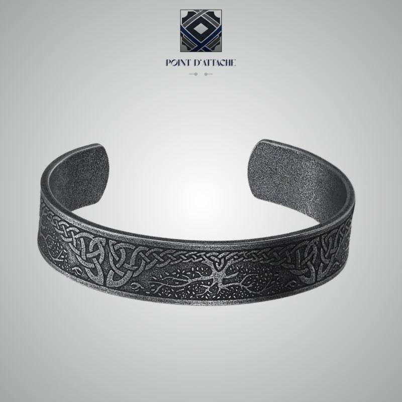 Yggdrasil | Jonc Viking en Acier avec Arbre de Vie