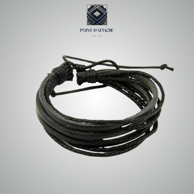 La Meute | Bracelet Multi-brins en Matière Végane Noire