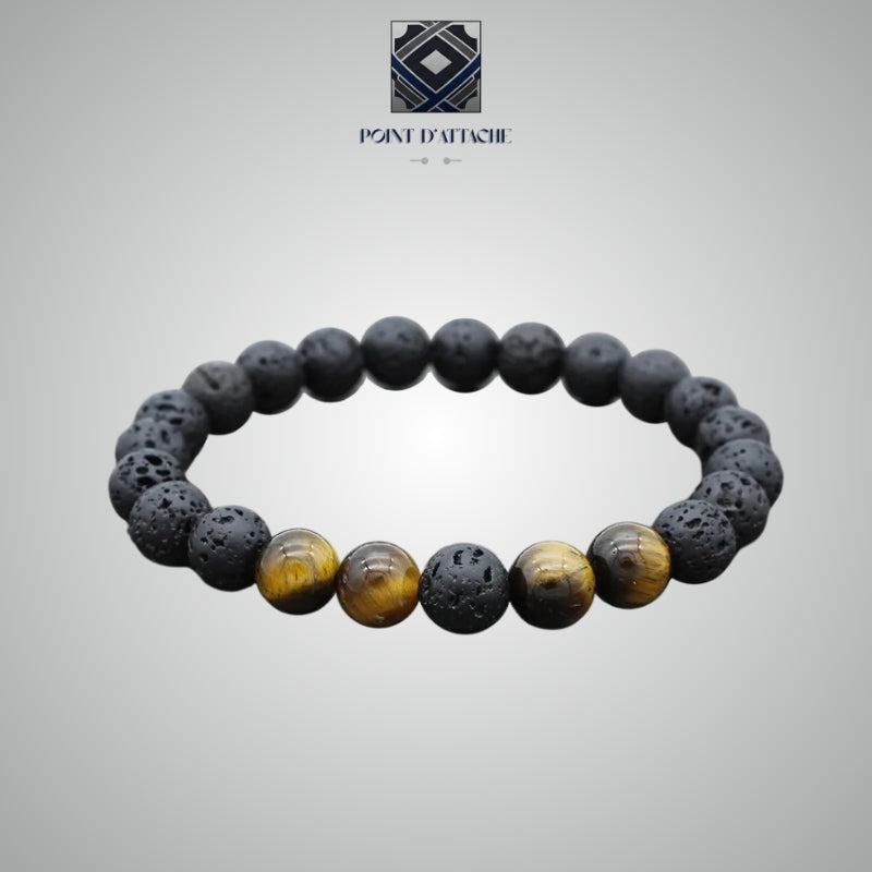 La Fournaise | Bracelet Énergétique en Pierre de Lave et Oeil de Tigre