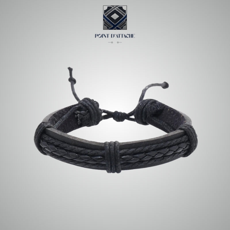 Le Murmure | Bracelet Subtil en Matière Végane Noire