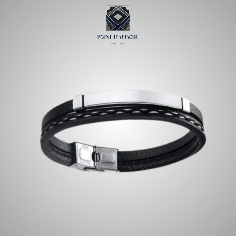 L'Esthète | Bracelet Manchette Fine Noir et Acier