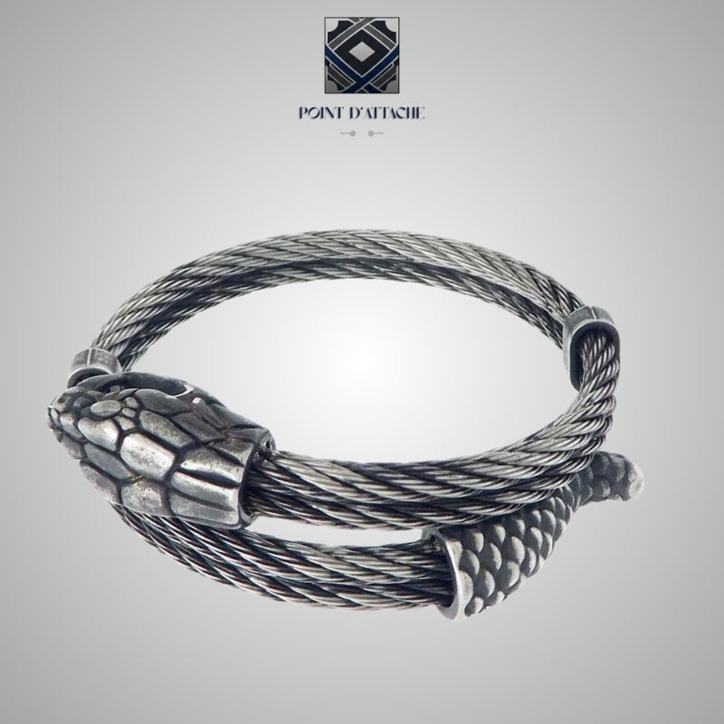 Le Basilic | Bracelet Mythologique en Acier Vieilli