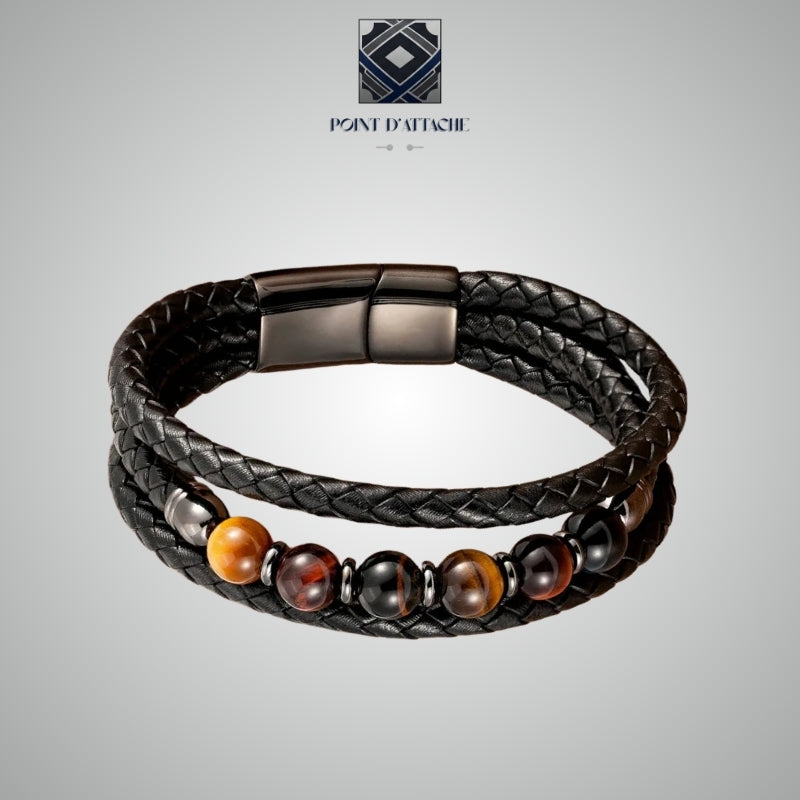 La Maîtrise | Bracelet en Œil de Tigre et Matière Végane