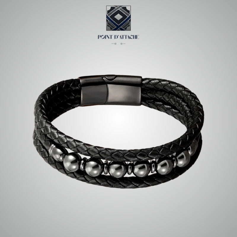 La Constellation | Bracelet en Pierres Noires et Matière Végane