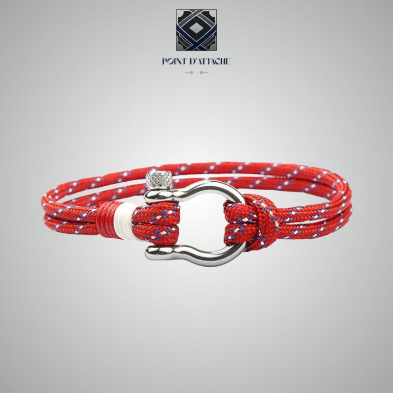Le Havre | Bracelet Corde Nautique Rouge et Acier