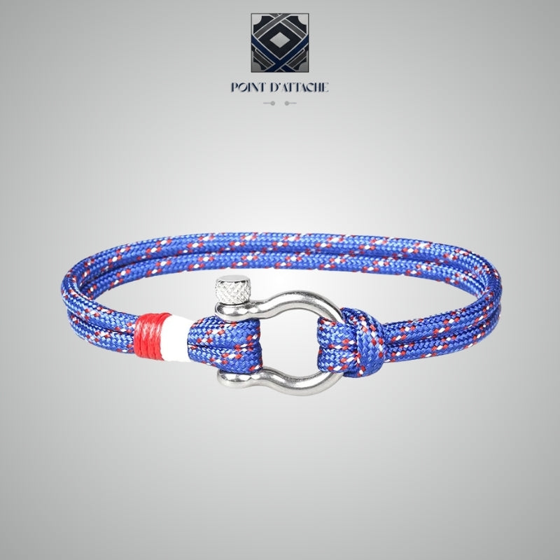 L'Escale | Bracelet en Corde Nautique Bleu, Blanc et Rouge