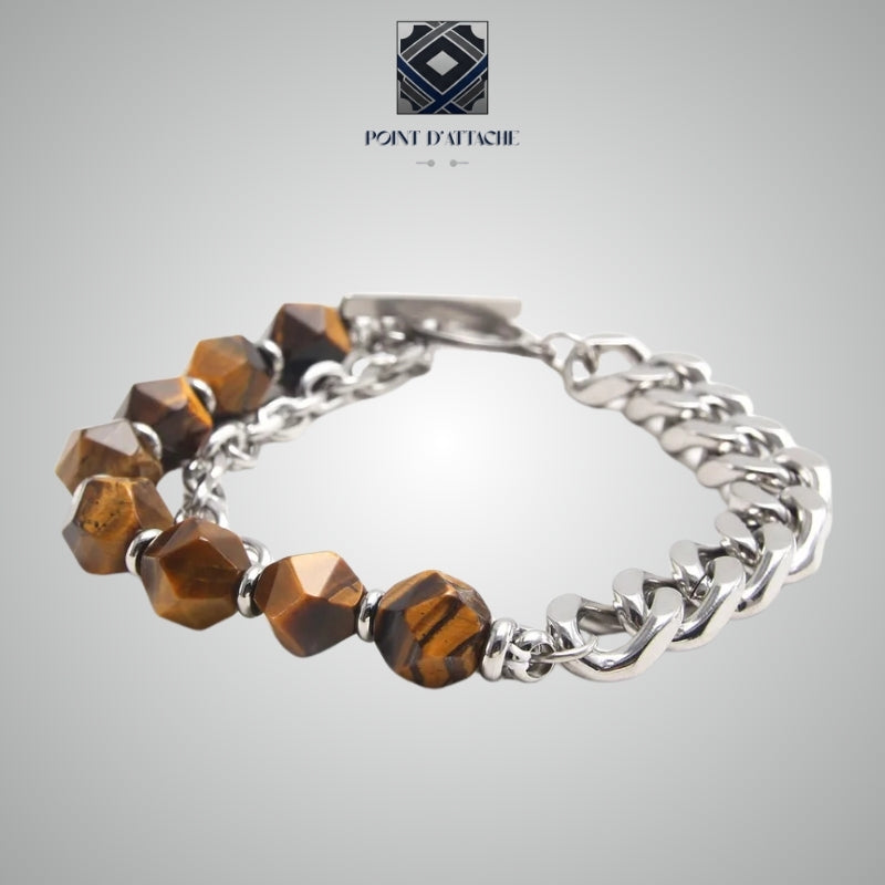 Le Centaure | Bracelet en Acier et Pierres Inspiration Agate