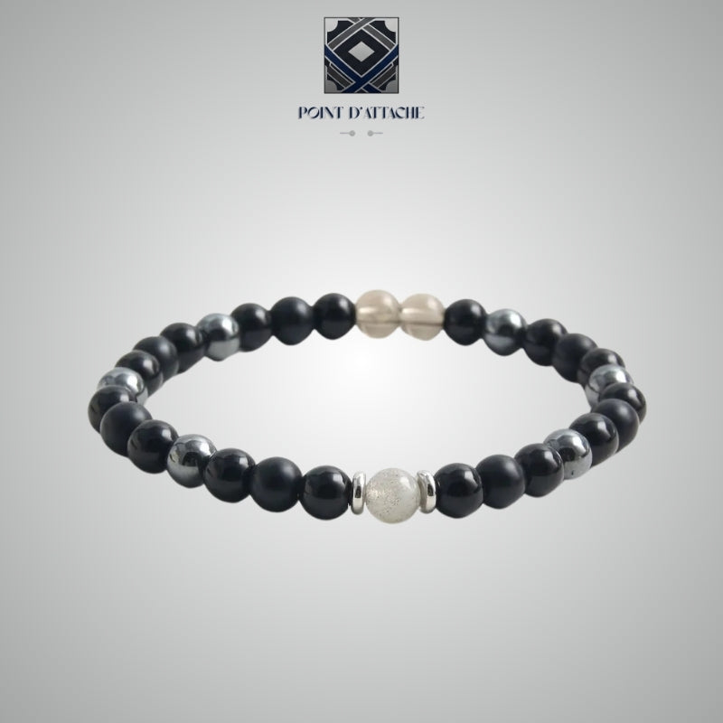 L'Épiphanie | Bracelet en Perles Noires, Acier et Verre
