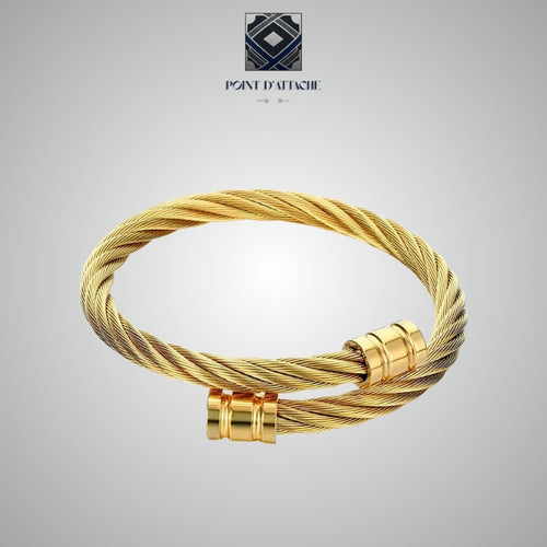 L'Opus | Bracelet Jonc Câble en Acier Plaqué Or 18K