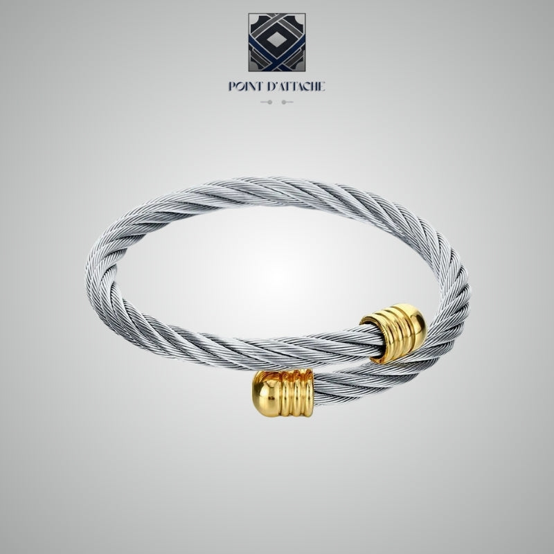 L'Archimède | Bracelet Jonc Câble en Acier et Or