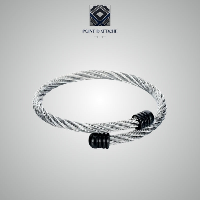 La Clause | Bracelet Jonc Câble en Acier et Noir