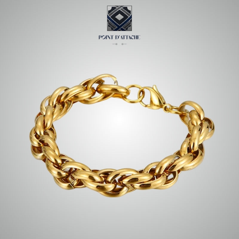 La Guilde | Bracelet Chaîne Tressée en Acier Plaqué Or 18K
