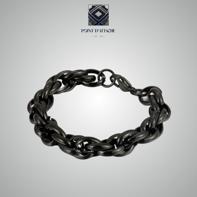 Le Dédale | Bracelet Chaîne Tressée en Acier Noir