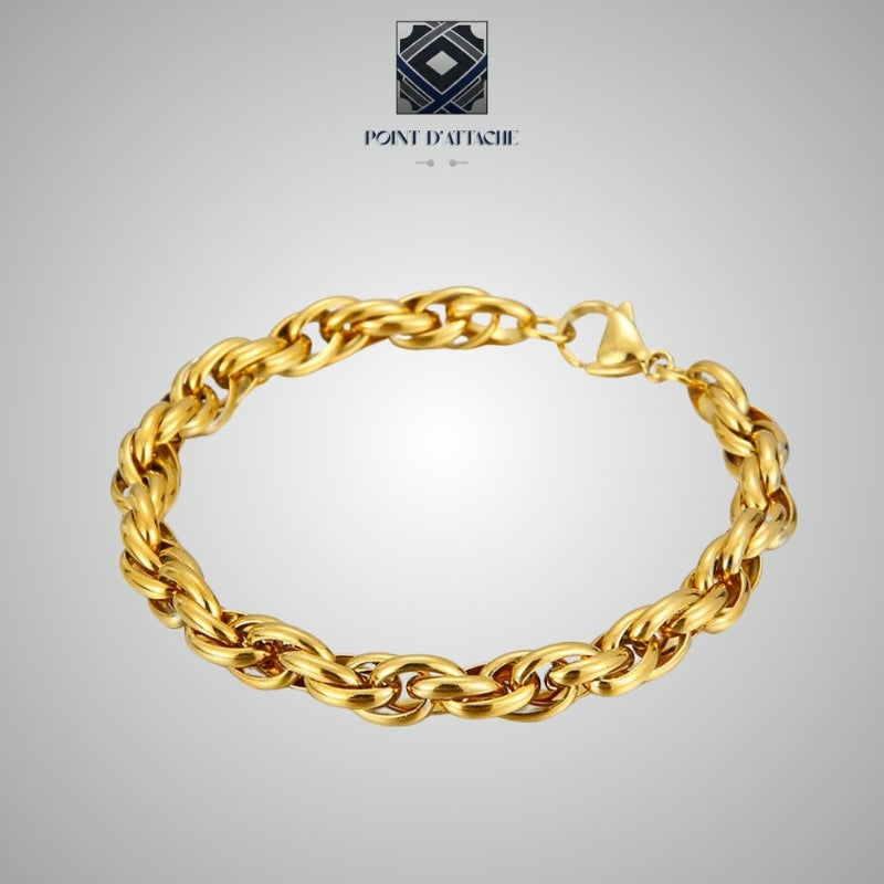 L'Élan | Bracelet Chaîne Torsadée en Acier Plaqué Or 18K