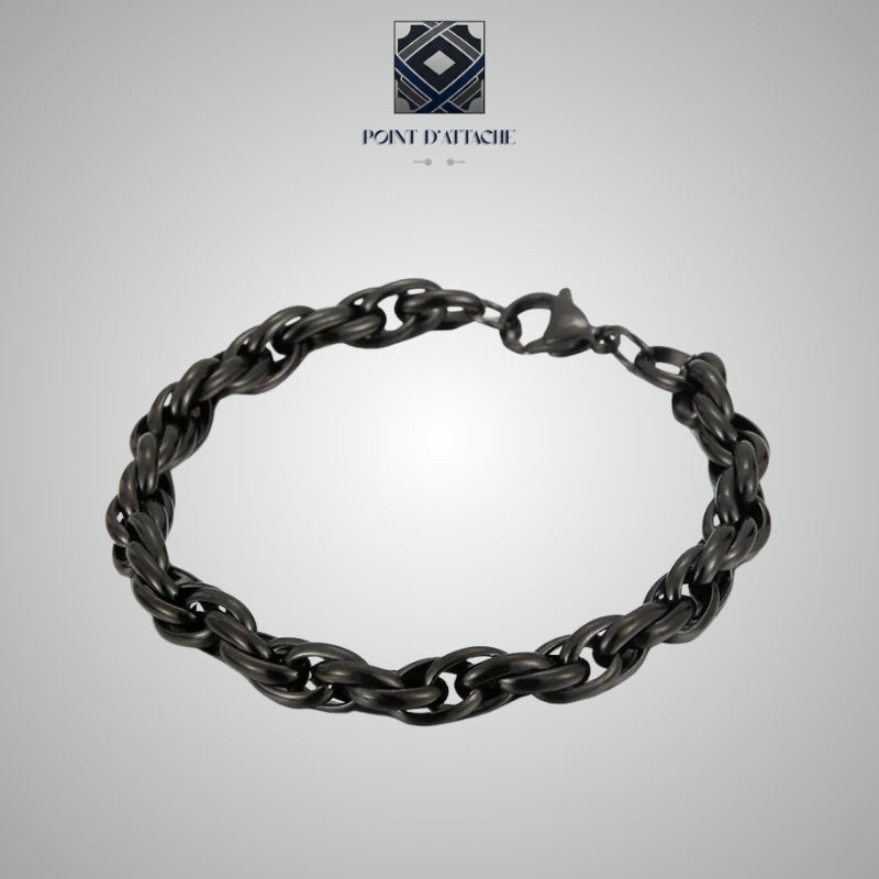 Le Gambit | Bracelet Chaîne Torsadée en Acier Noir