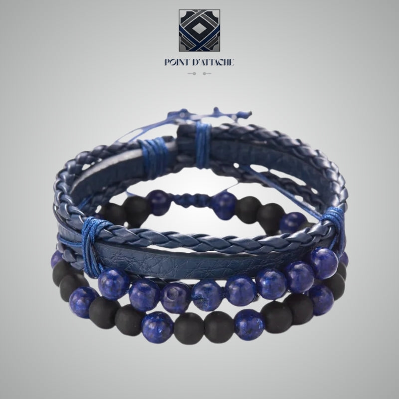 L'Orateur | Set de Bracelets en Pierres Bleues et Matière Végane