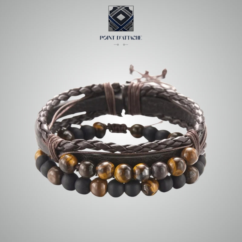 L'Arsenal | Bracelet Multi-rangs en Pierres et Matière Végane