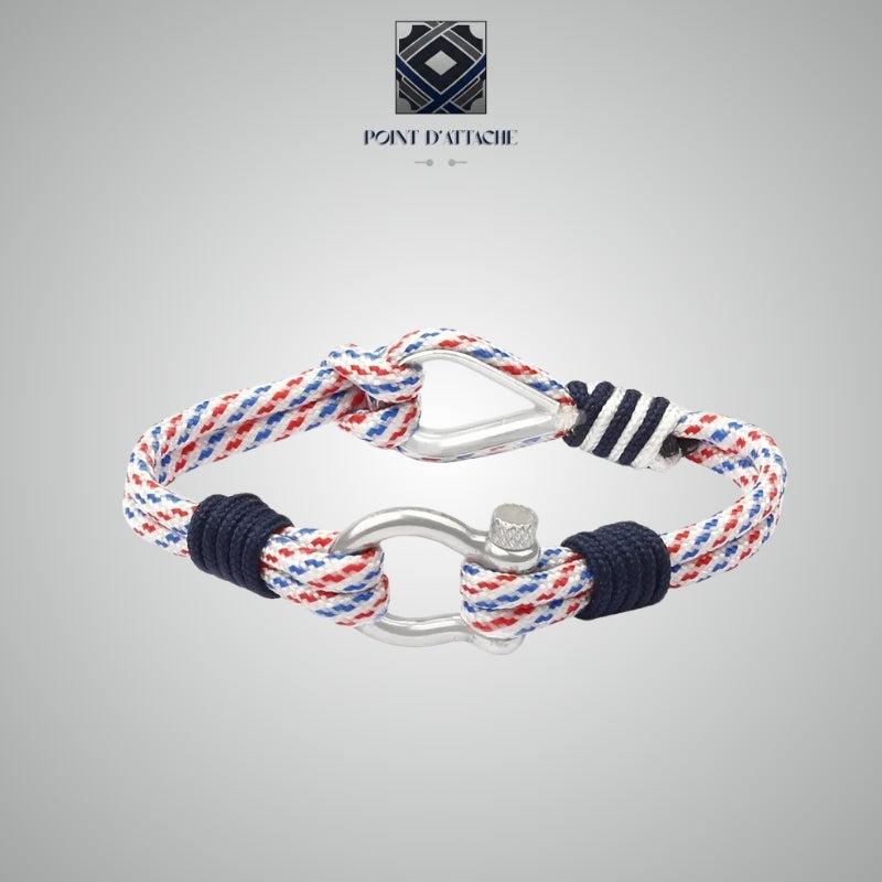 La Traversée | Bracelet Corde Nautique Tricolore et Acier