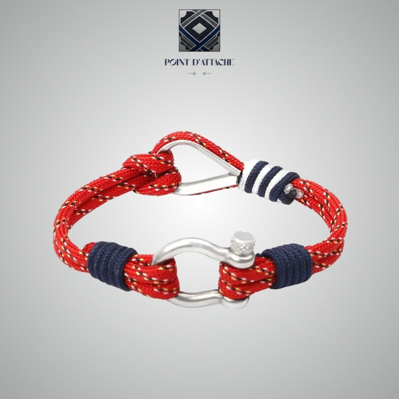 L'Incandescent | Bracelet Corde Technique en Nylon Rouge et Acier