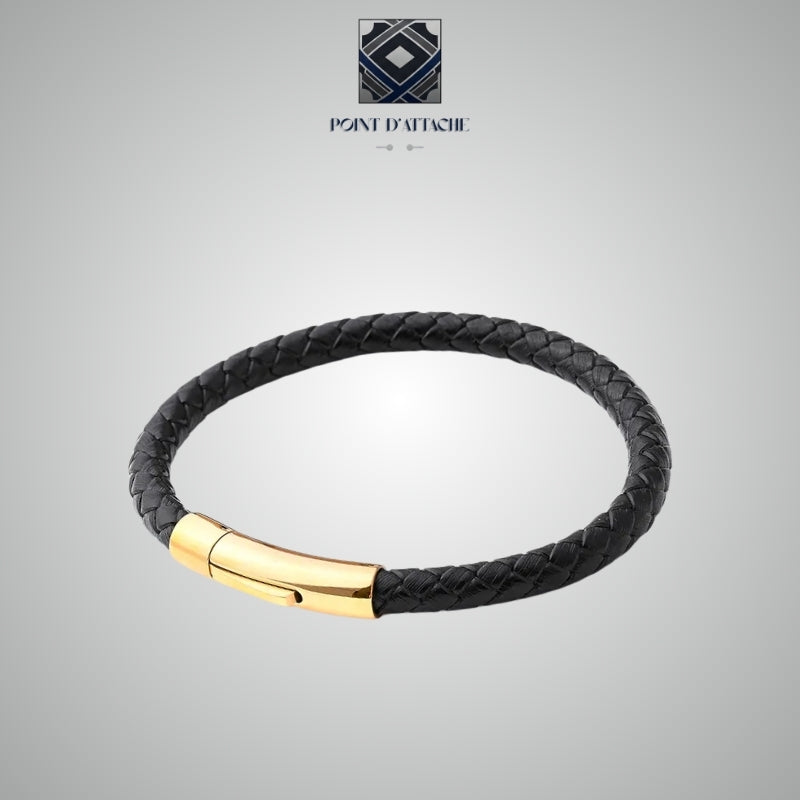 L'Étalon-Or | Bracelet Tressé Noir à Fermoir Doré