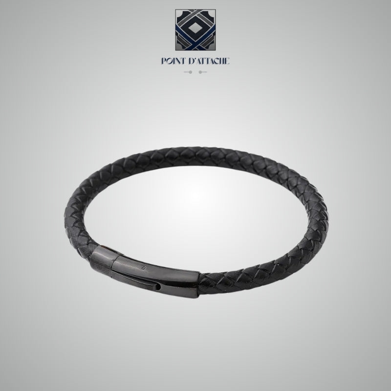 L'Ombre | Bracelet Tressé en Matière Végane Noire
