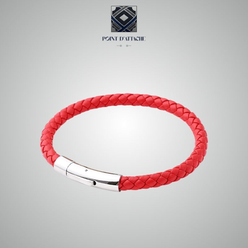 Le Rubicon | Bracelet Tressé en Matière Végane Rouge