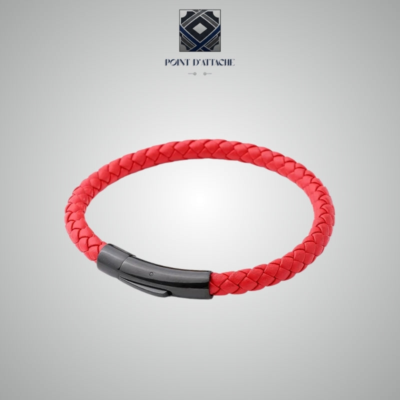 Le Brasier | Bracelet Tressé en Matière Végane Rouge et Noir