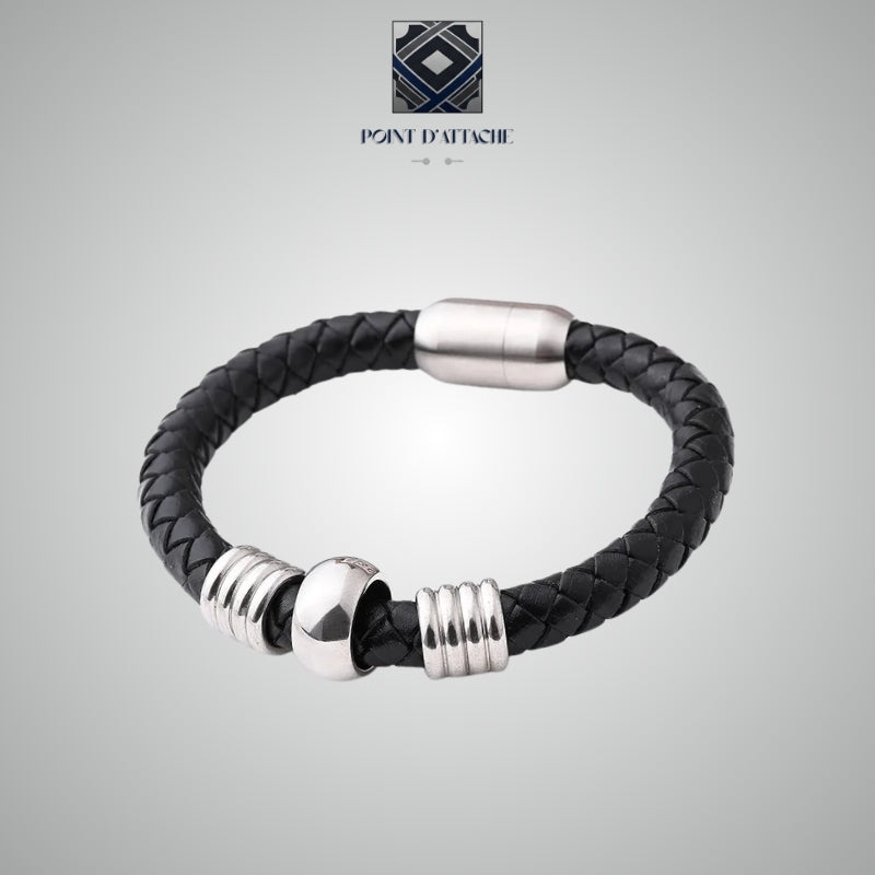 Les Moires | Bracelet Manchette Tressé en Acier et Matière Végane