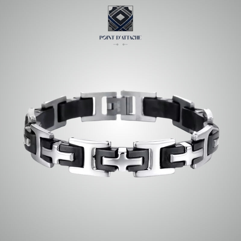 L'Exosquelette | Bracelet Architectural en Acier et Silicone