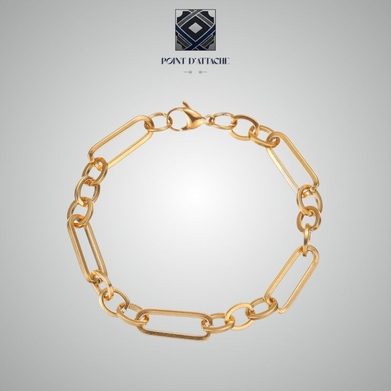 Le Nexus | Bracelet Chaîne Maillons Larges en Acier Doré
