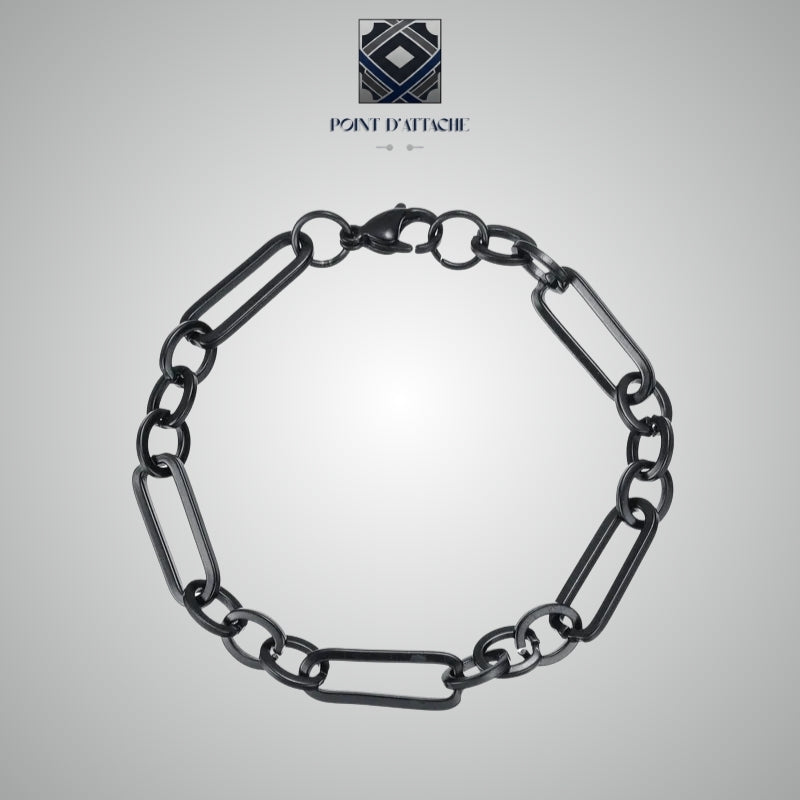 Le Stratagème | Bracelet Chaîne Figaro en Acier Noir