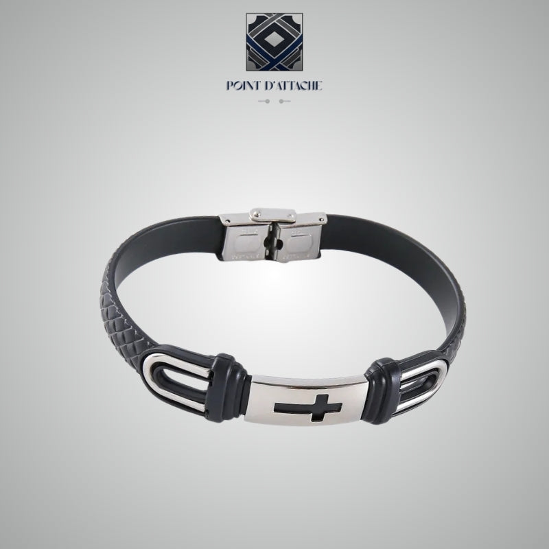 Le Credo | Bracelet Croix en Acier et Matière Végane