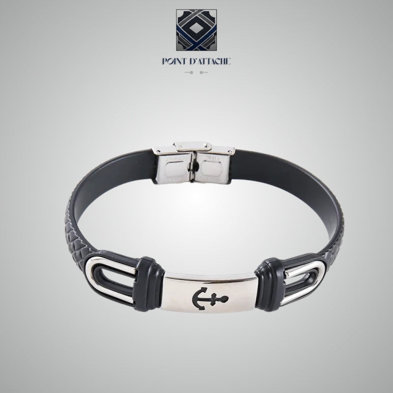 Le Pilier | Bracelet Ancre en Acier et Matière Végane