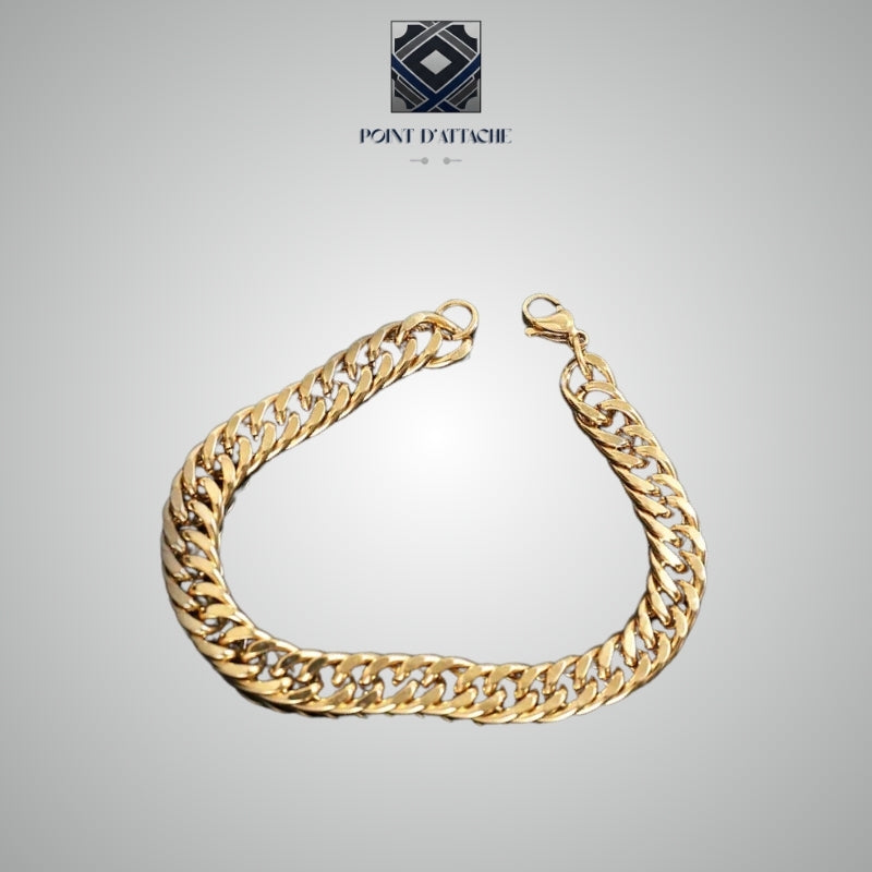 Le Maillon | Bracelet Chaîne Gourmette en Acier Doré
